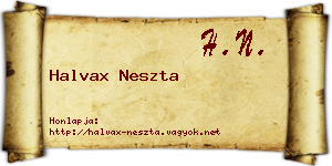 Halvax Neszta névjegykártya
